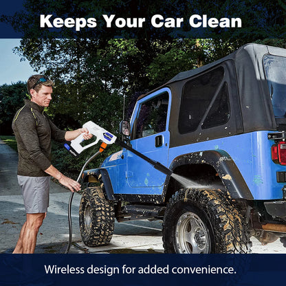 Rechargeable jet washer, portable high-pressure car wash, 6-in-1 nozzle, for garden, windows, cars and motorbikes